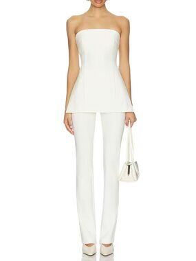 EAVES Bennet Tech Suiting Top + Amar Legging Set | Ivory | NWT | S Top / M Pants